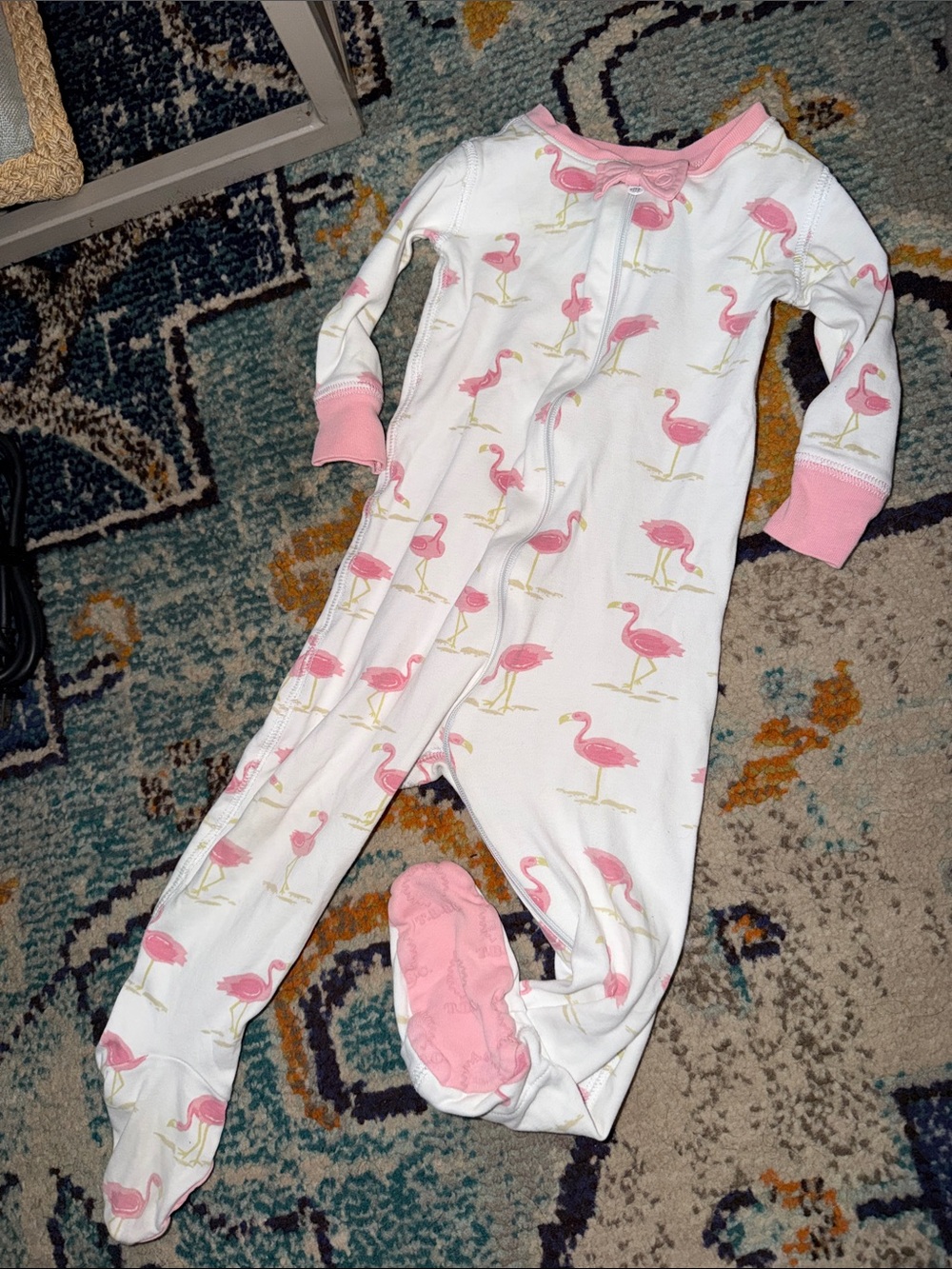 The Beaufort Bonnet Company Pink Flamingo Footed One-Piece